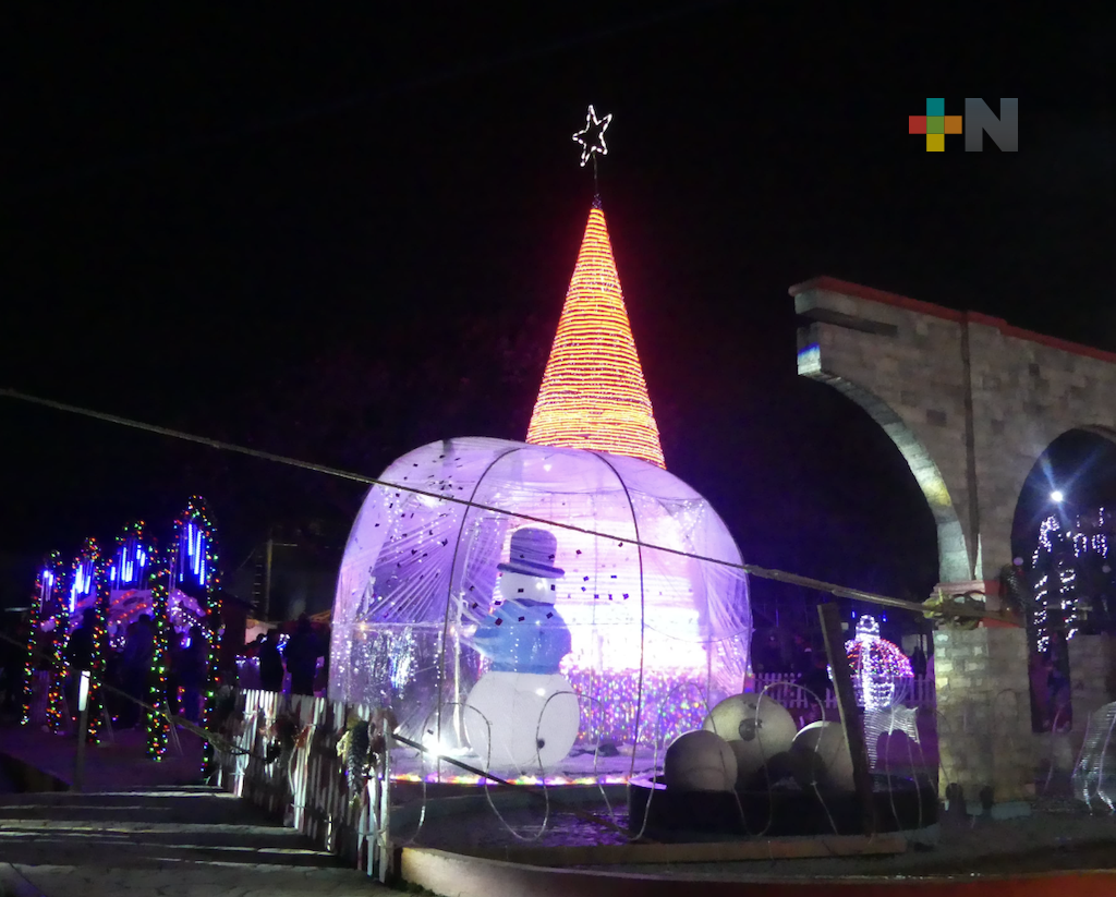 Realizan desfile y encienden el árbol navideño en Huayacocotla